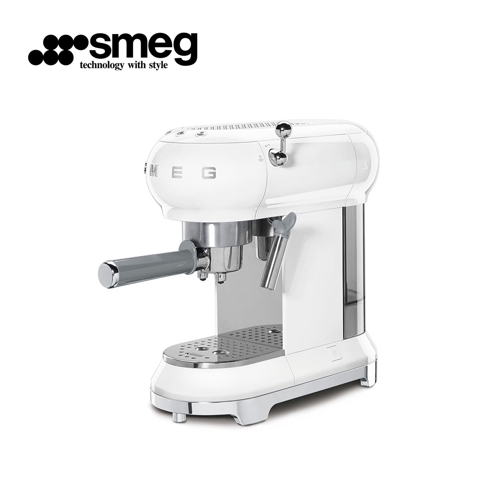 【SMEG】義大利半自動義式咖啡機-珍珠白
