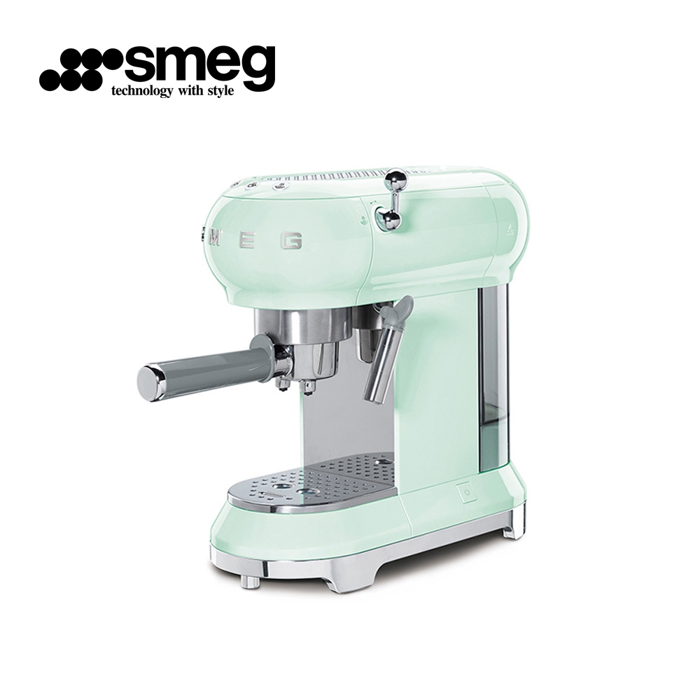 【SMEG】義大利半自動義式咖啡機-粉綠色