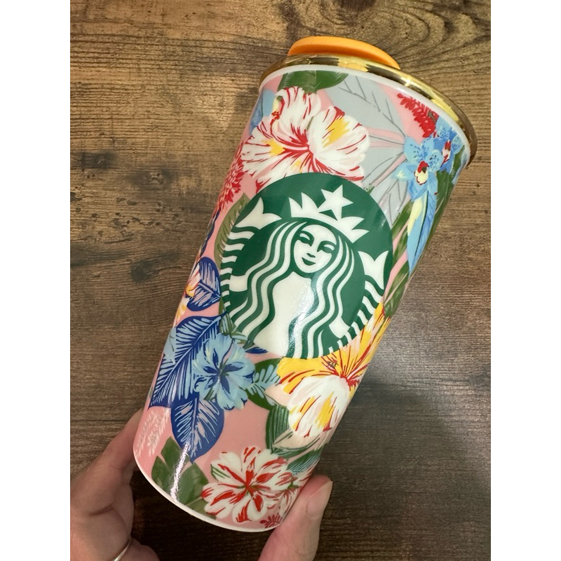 星巴克 Starbucks 韓國絕版夏季木槿花陶瓷杯 保溫杯 355ml