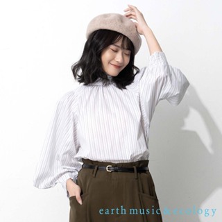 earth music&ecology 設計澎袖綁帶前後兩穿襯衫(LA33L0A0500)