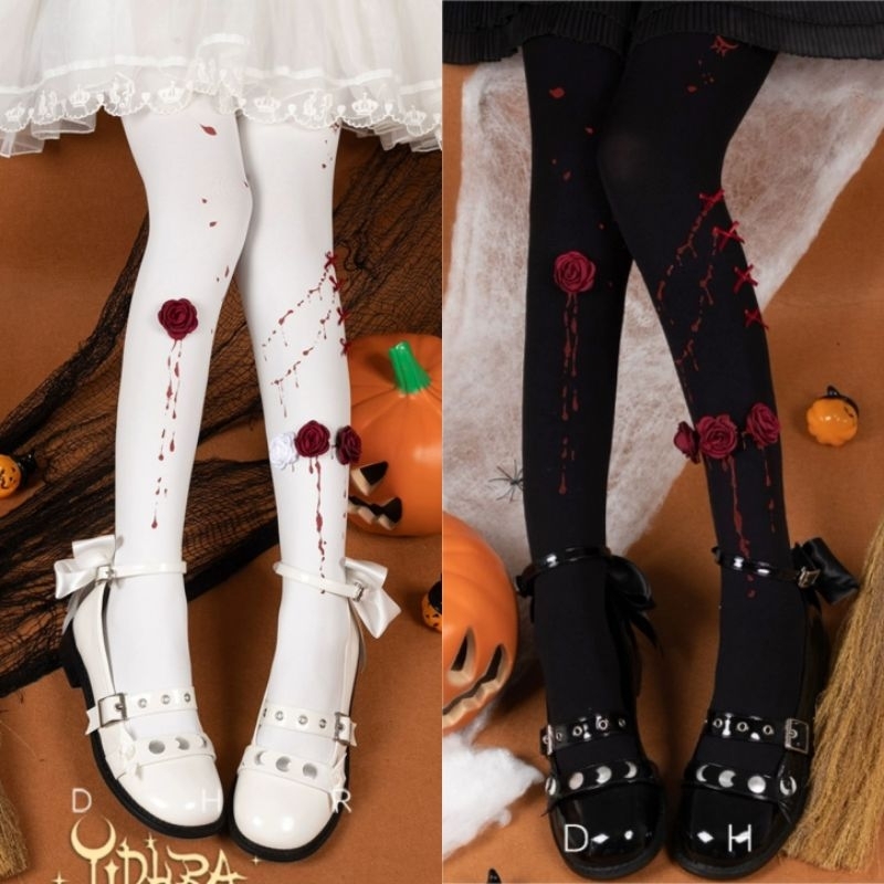 🎀夢幻物語🎀 殭屍新娘 Yidhra 夢之女巫 原創 lolita 萬聖節 印花襪 連褲襪 褲襪 蘿莉塔 歌德風 中世紀