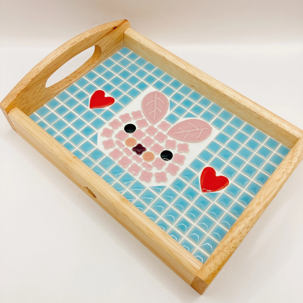 日本製 北歐風 美濃燒馬賽克迷你托盤 - 京都職人手作，讓小兔子保護您的桌面並增添溫暖，也是絕佳的禮物