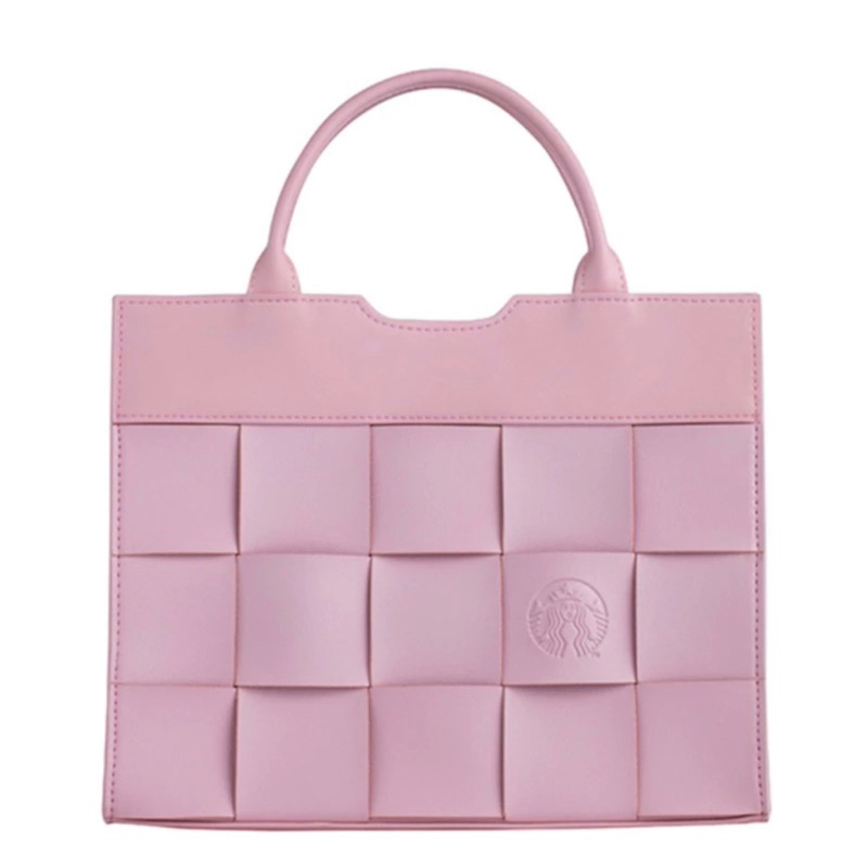 全新現☕️星巴克花蓮理想門市限定粉色手提編織包提袋
