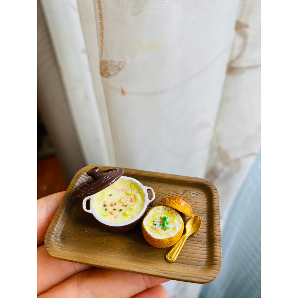 麵包 濃湯 玉米濃湯 玉米罐頭 蘑菇湯 法式 袖珍 手作 迷你 食玩 微型 藝術 擺飾 禮物 模型 黏土 布置 仿真食物
