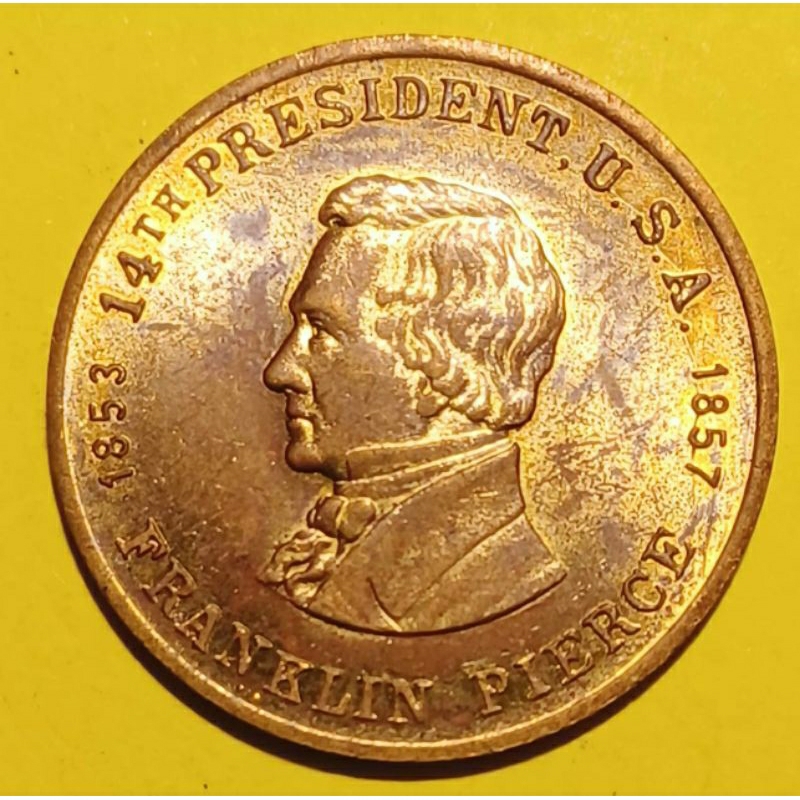 美國 1853~1857年 第14任總統 富蘭克林皮爾斯 銅製紀念幣勳章