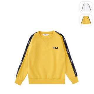 【FILA】KIDS 孩童款 運動長袖圓領上衣-嫩黃 1TEW-8454-LM