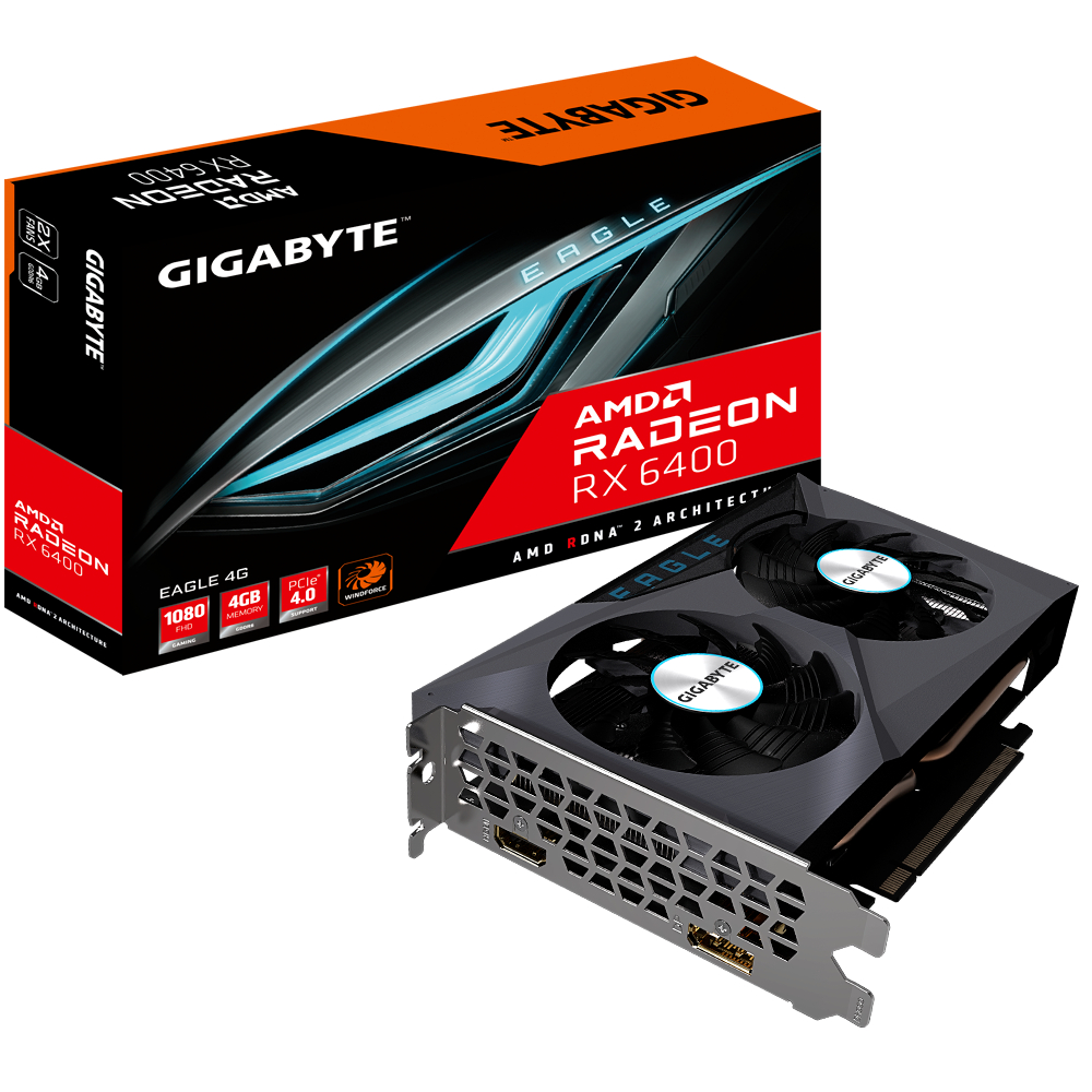 GIGABYTE 技嘉 RX 6400 EAGLE 4G AMD/4GB/GDDR6/雙風扇/顯示卡