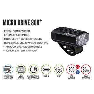 LEZYNE MICRO DRIVE 800+ FRONT 自行車前燈 800流明/USB-C/IPX7