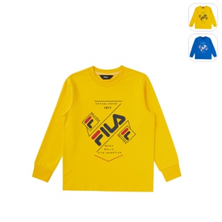 【FILA】KIDS 孩童款 運動長袖圓領上衣-黃色 1TEW-8901-YE