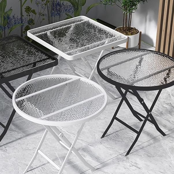 新品上架 折疊桌 戶外折疊桌網紅陽臺小桌子傢用鋼化玻璃簡易餐桌茶幾圓桌椅