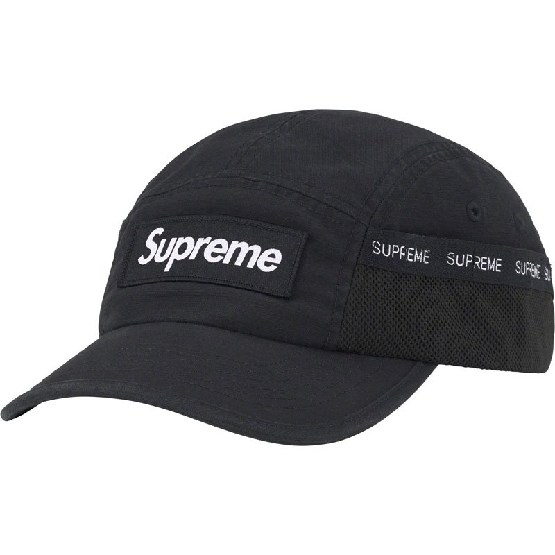 SUPREME FW23 MESH POCKET CAMP CAP 五分割帽 (黑色) 化學原宿