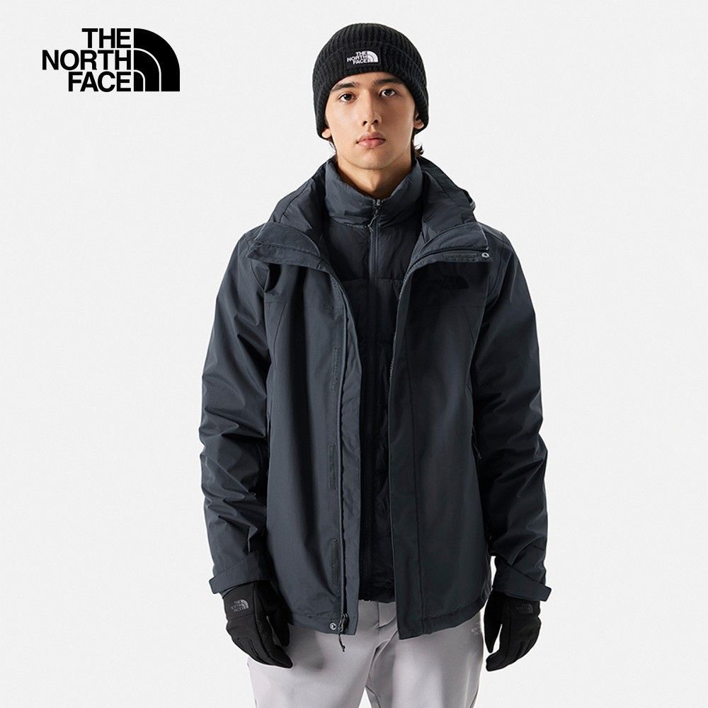 The North Face M 男防水透氣保暖連帽三合一外套-灰-NF0A81QS0C5