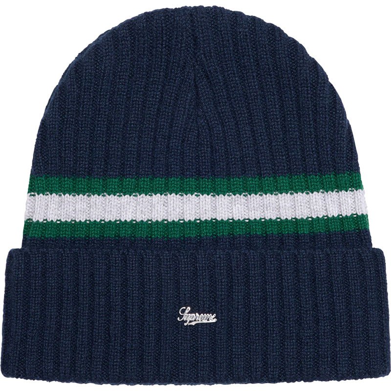 SUPREME FW23 STRIPED CASHMERE BEANIE 毛帽 / 針織帽 (海軍藍) 化學原宿