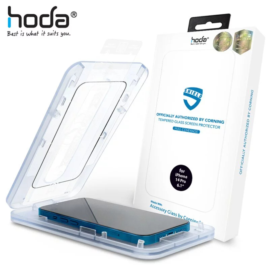 HODA iPhone 15 14 13 12 Pro Max Plus 美國康寧授權玻璃保護貼 附無塵太空艙貼膜神器
