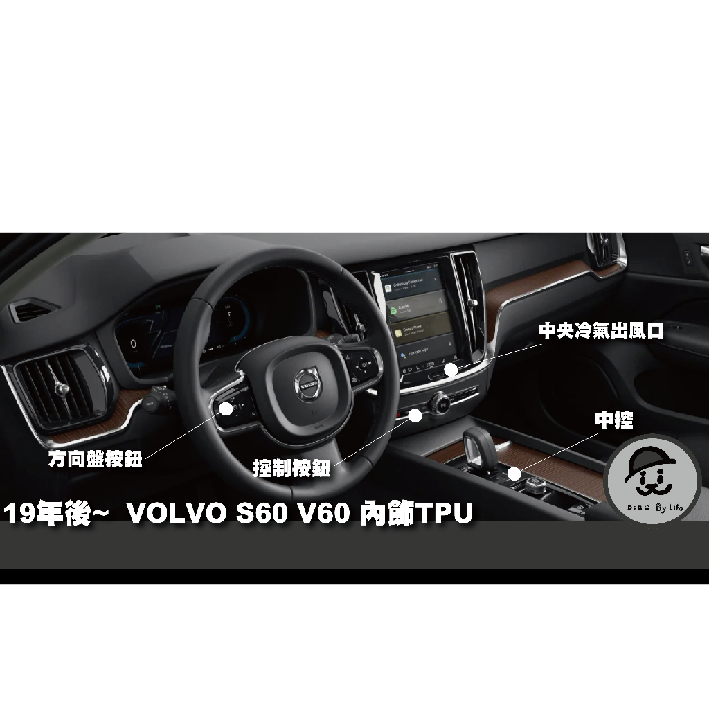 19後~ VOLVO S60 V60  大燈 中控 方向盤 按鈕 冷氣 內裝 TPU 燻黑 犀牛皮 保護膜 電腦裁切
