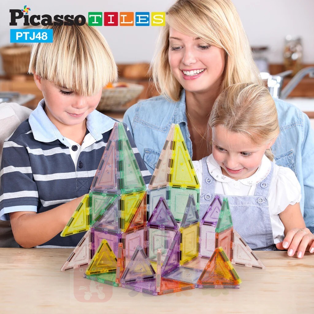 【現貨】PicassoTiles 畢卡索 - 磁力片積木- 城堡組 - 48pcs PI02284 PTJ48