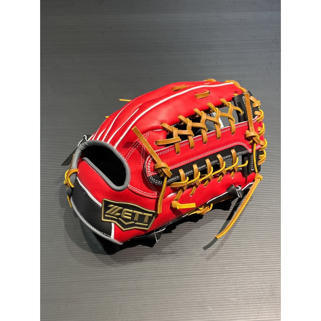 棒球世界ZETT SPECIAL ORDER 訂製款棒壘球手套特價紅黑配色外野T網13吋