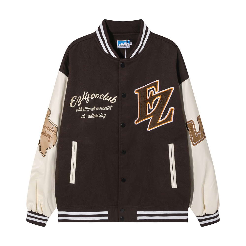 【K-2】美式校園 學院風 棒球外套 刺繡貼布 外套
