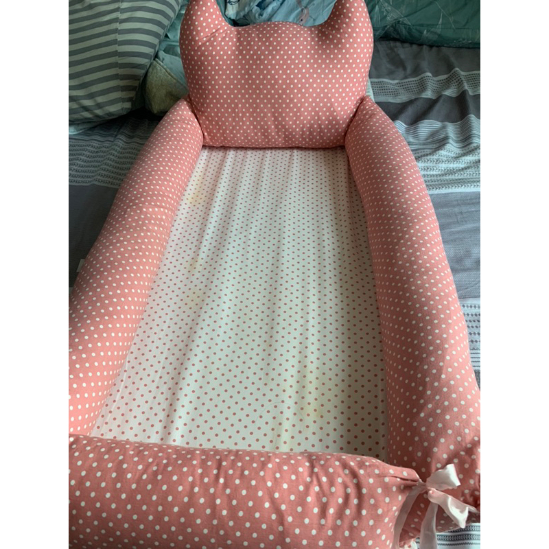 床中床 攜帶式 床圍 粉色點點皇冠👑附枕頭跟棉被（買一送二）
