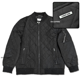 Calvin Klein MA-1 美國 質感 菱格紋 飛行外套 防潑水 暗袋 拉鍊口袋 飄帶 黑色 DOT聚點