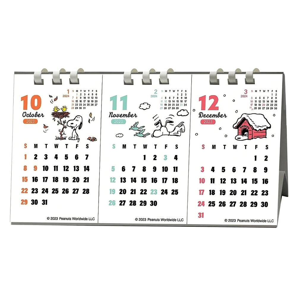 日本A.P.J 2024 線圈三連月份可立式桌曆 月曆 Snoopy 史努比 經典 UA11365