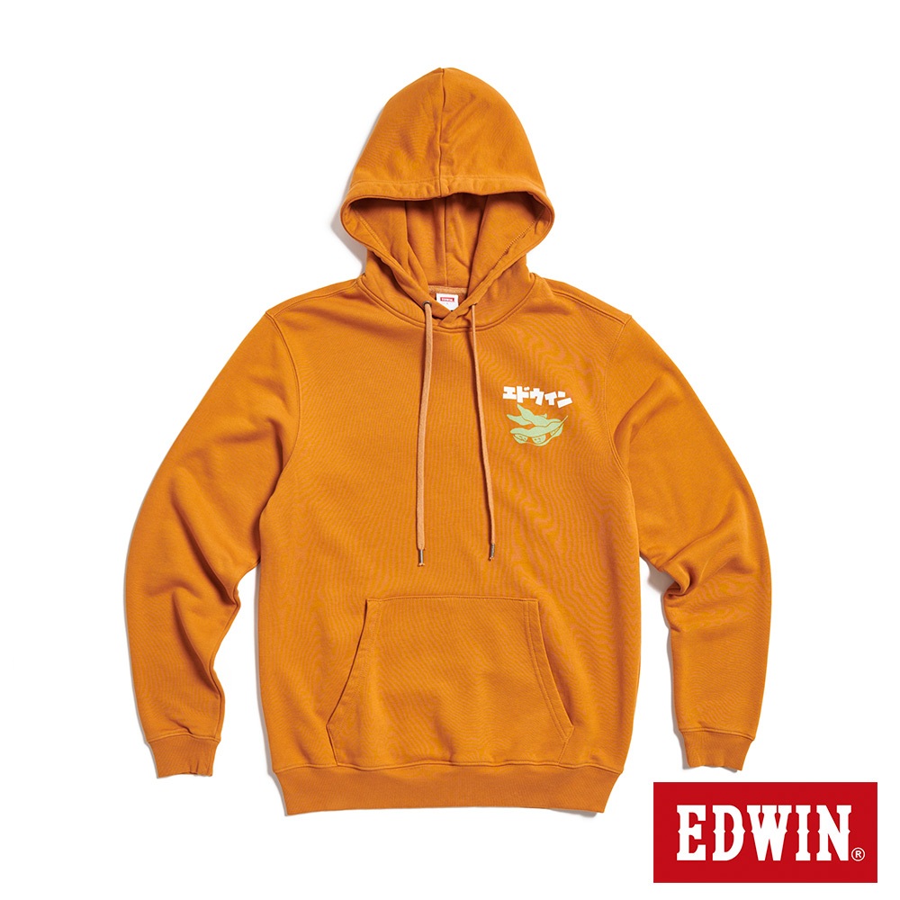 EDWIN 東京散策系列 毛豆三兄弟連帽長袖T恤(黃褐色)-男女款