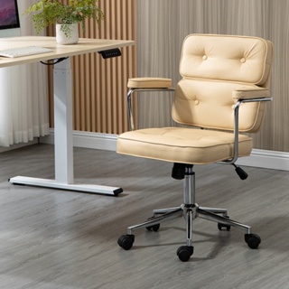 復古拉釦電腦椅電腦椅 書桌椅 北歐風 皮革椅 ins風 簡約輕奢復古氣壓電腦椅 現代辦公椅 現代辦公椅