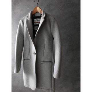 英國品牌【SUPERDRY極度乾燥】淺灰色修身剪裁休閒翻領短大衣S