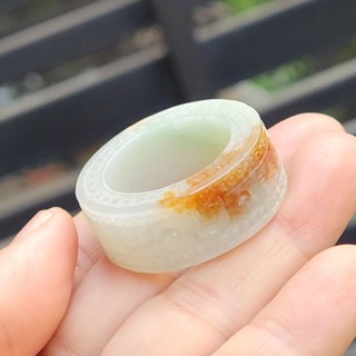 嗨，寶貝銀飾珠寶* 緬甸玉A貨 翡翠飾品☆保證A貨 冰糯種 飄紅翡 巧雕翡翠戒指 版指