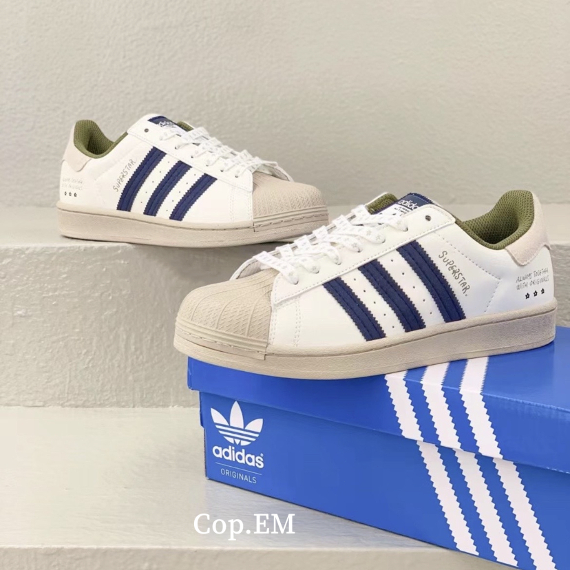 COP# Adidas Οriginаls superstar 奶油白 粉紅 灰藍 貝殼頭 塗鴉 板鞋 IG3852