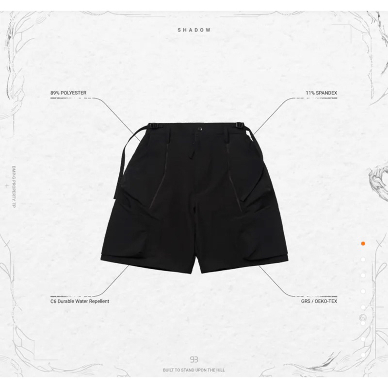 1號 MWS-01 “hydrodynamics” Utility Zip-Shorts - Shadow Goopi