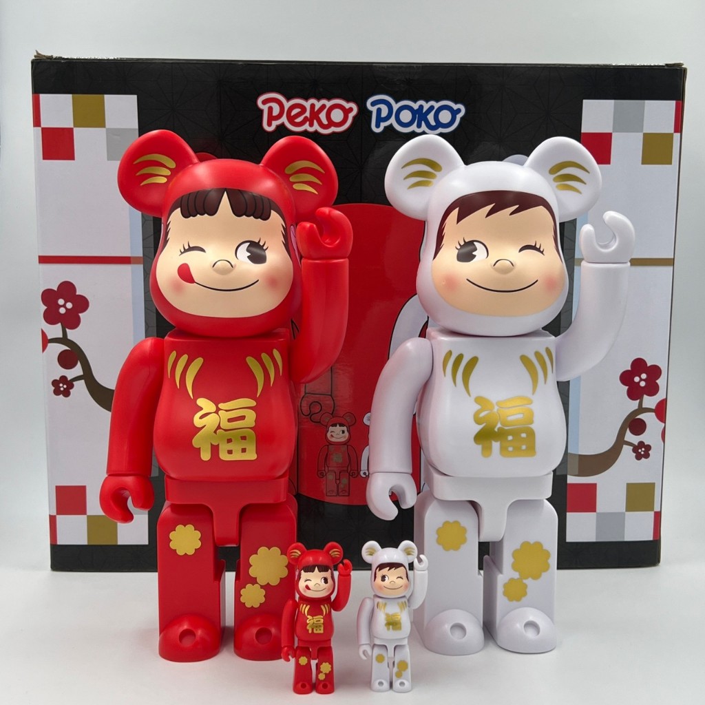 Be@rbrick BEARBRICK  PEKO MILKY 不二家 奶妹奶弟 達摩 套組 400% 100%