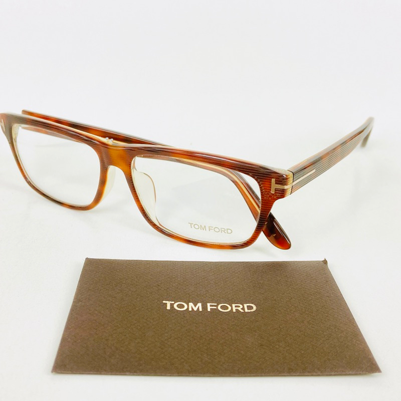 【TOM FORD】光學眼鏡琥珀線條刻紋方框TF4320 053