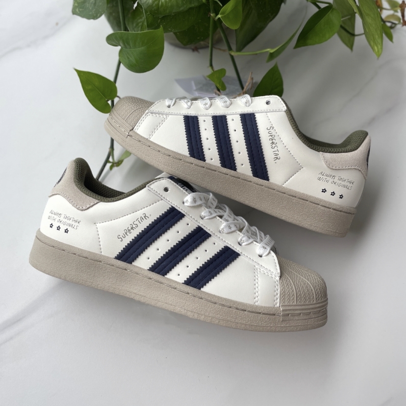 Adidas Οriginаls superstar 奶油白 粉紅 灰藍 貝殼頭 塗鴉 板鞋 IG3852
