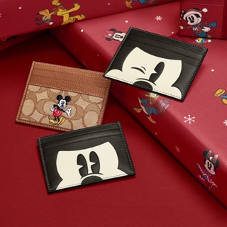 【現貨】美國代購 Disney X Coach 限量 聯名 迪士尼 米奇 老花 皮革 名片夾 卡夾