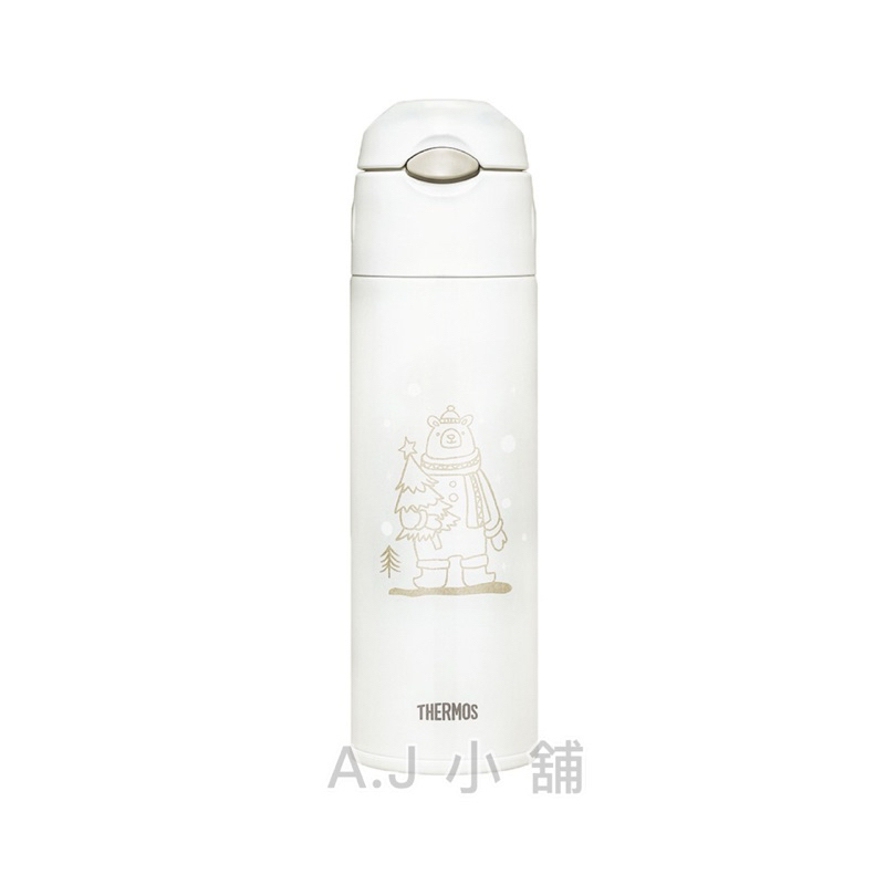 THERMOS膳魔師 不銹鋼真空保冷瓶_FHL-551系列_550ml_聖誕瓶 聖誕白 FHL-551CM-CRW