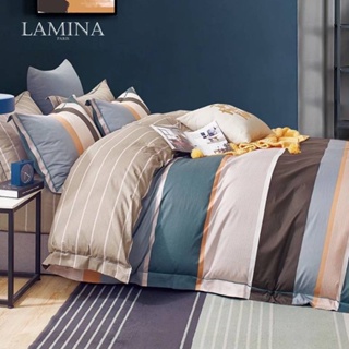 LAMINA 濃情摩卡-藍 100%純棉四件式兩用被套床包組-雙人/雙人加大
