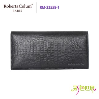 諾貝達Roberta Colum 鱷魚紋真皮長夾 RM-23558-1 黑色 彩色世界