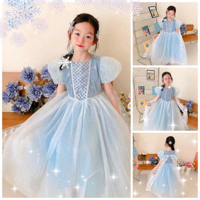 ♡♡𝙇𝙨𝙝 𝙋𝙧𝙞𝙣𝙘𝙚𝙨𝙨 ♥♥白色洋裝 冰雪奇緣2新款 藍色女童洋裝 韓版女童洋裝 艾莎公主裙 幼兒園畢業典禮禮服