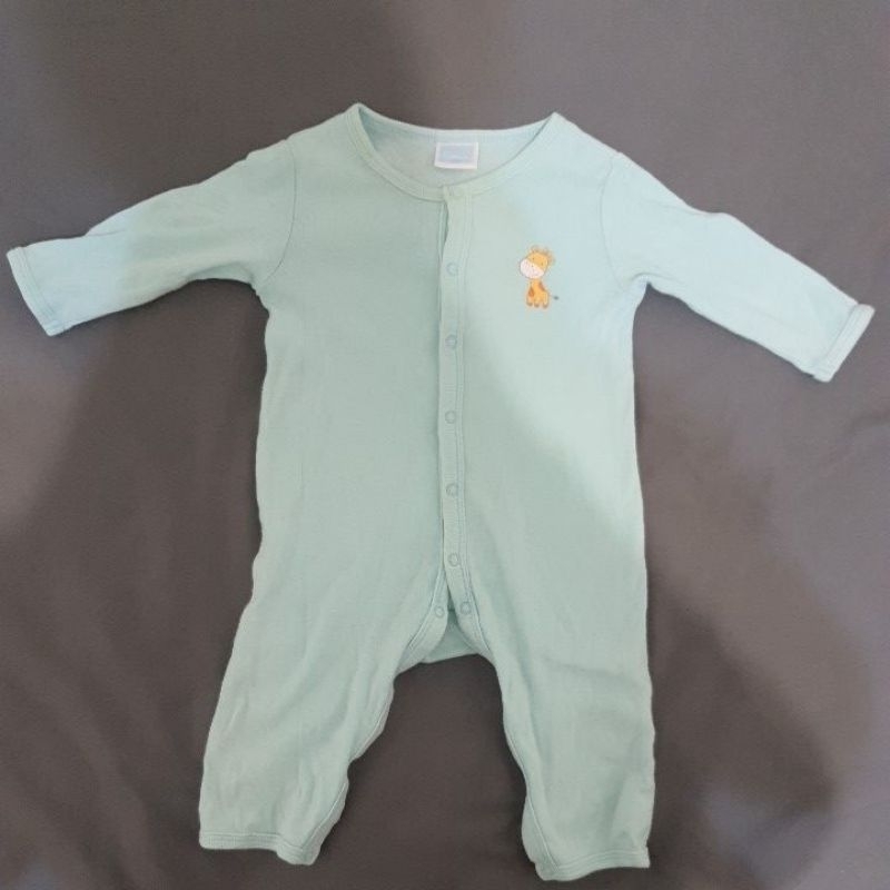麗嬰房 藍綠色嬰兒連身衣 爬服 二手 七成新 3M