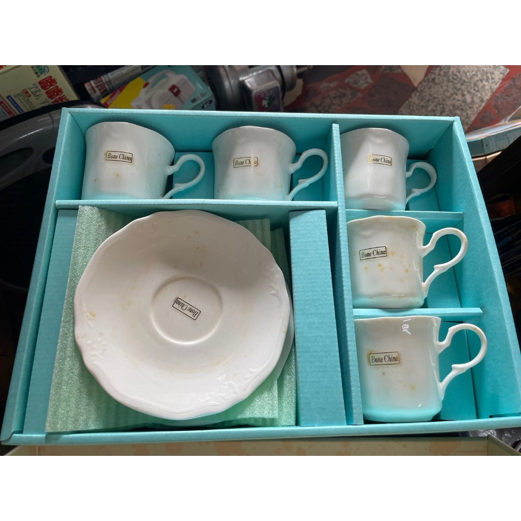 【吉兒二手商店】全新 bone china 骨瓷 咖啡杯盤組 五入 日本製