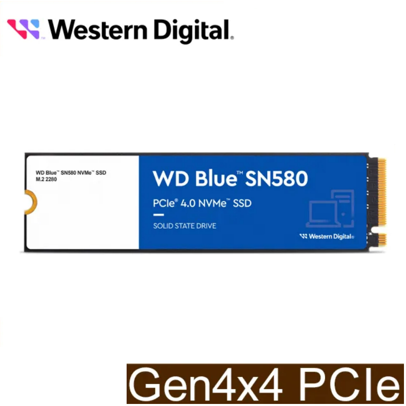 WD 藍標 SN580 500GB 1TB M.2 PCIe 4.0 NVMe SSD