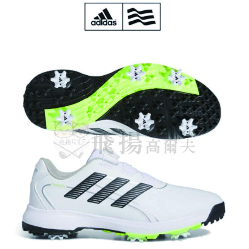 【飛揚高爾夫】adidas TRAXIONLITE BOA 24 男鞋 #IF3037 ,白/黑 有釘鞋