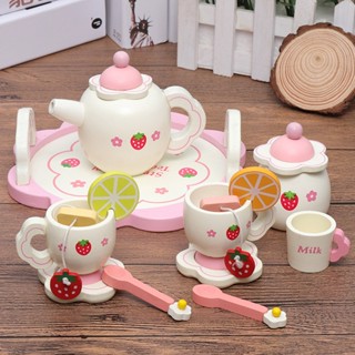 現貨〔兒童玩具】下午茶草莓蛋糕 模擬茶具組 ♥ 木製 模擬家家酒 角色扮演 ♥ 生日禮盒 女孩甜點 過家家 下午茶 茶具