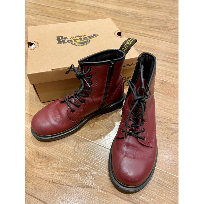 [二手] Dr. Martens 馬汀鞋/童靴/長筒靴/靴子 棗紅色特別款 詳細尺寸如下
