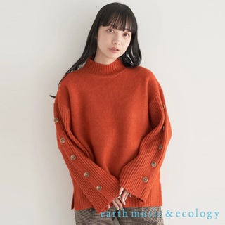 earth music&ecology 袖開釦設計羅紋高領針織衫(1N34L2C0700)