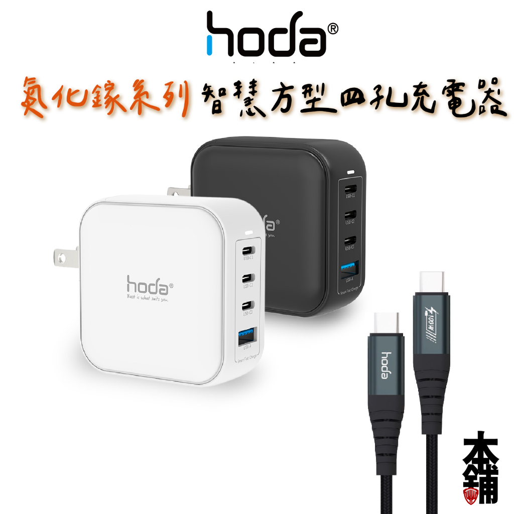 hoda iPhone 15 Pro Max 14 13 iPad 充電器 100W GaN氮化鎵智慧四孔極速智能充電器