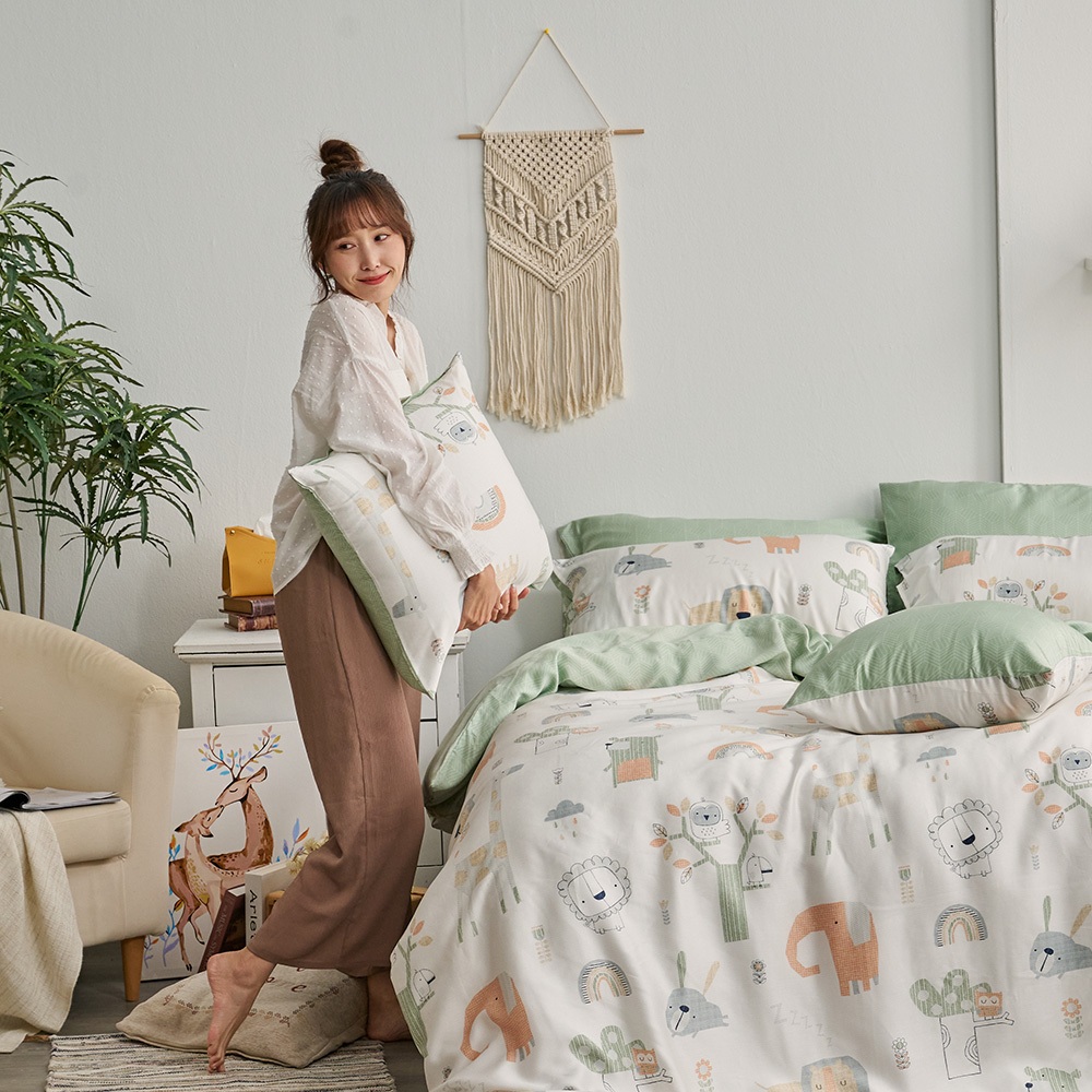 戀家小舖 台灣製床包 雙人床包 薄被套 床單 秋森之繪 100%天絲 床包被套組 含枕套 40支天絲