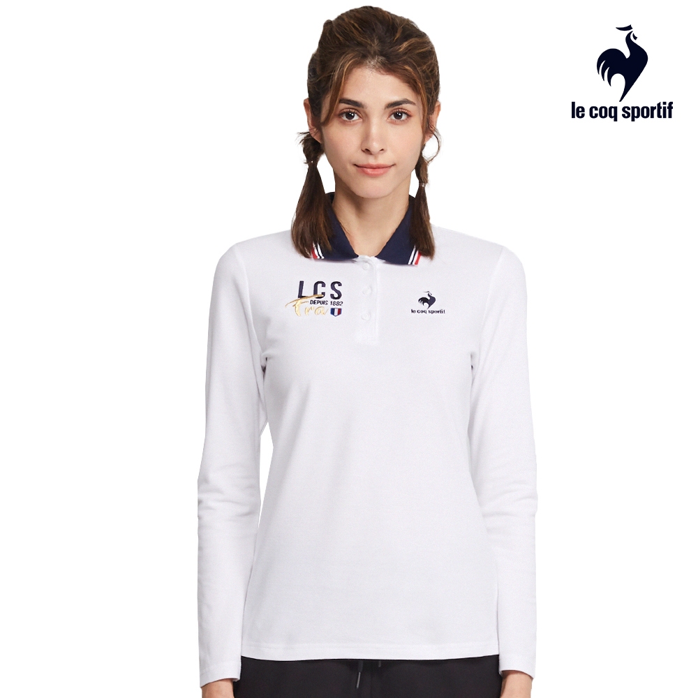 【LE COQ SPORTIF 法國公雞】HiCOOL吸濕排汗法式經典長袖POLO衫-女款-白色-LWS22319