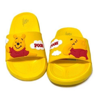 童鞋：DISNEY迪士尼 童款小熊維尼防水超輕量拖鞋 黃 MIT台灣製造 黃色夾腳拖 一起售